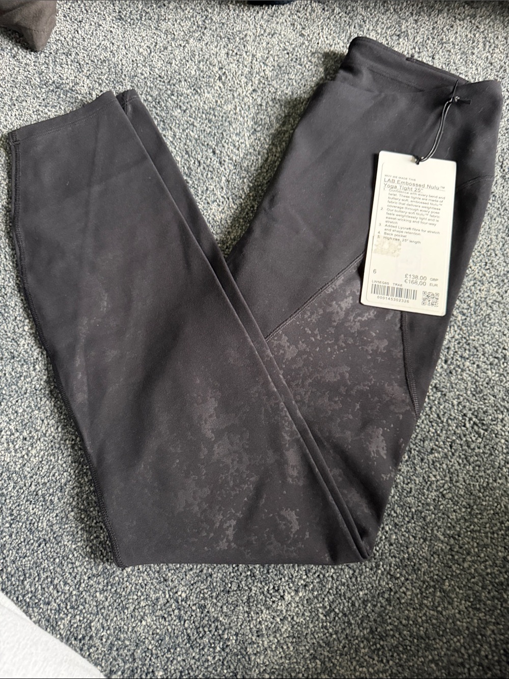 Lulu lemon Nulu Black Athletic Leggings with Subtle Tone-Print Panel